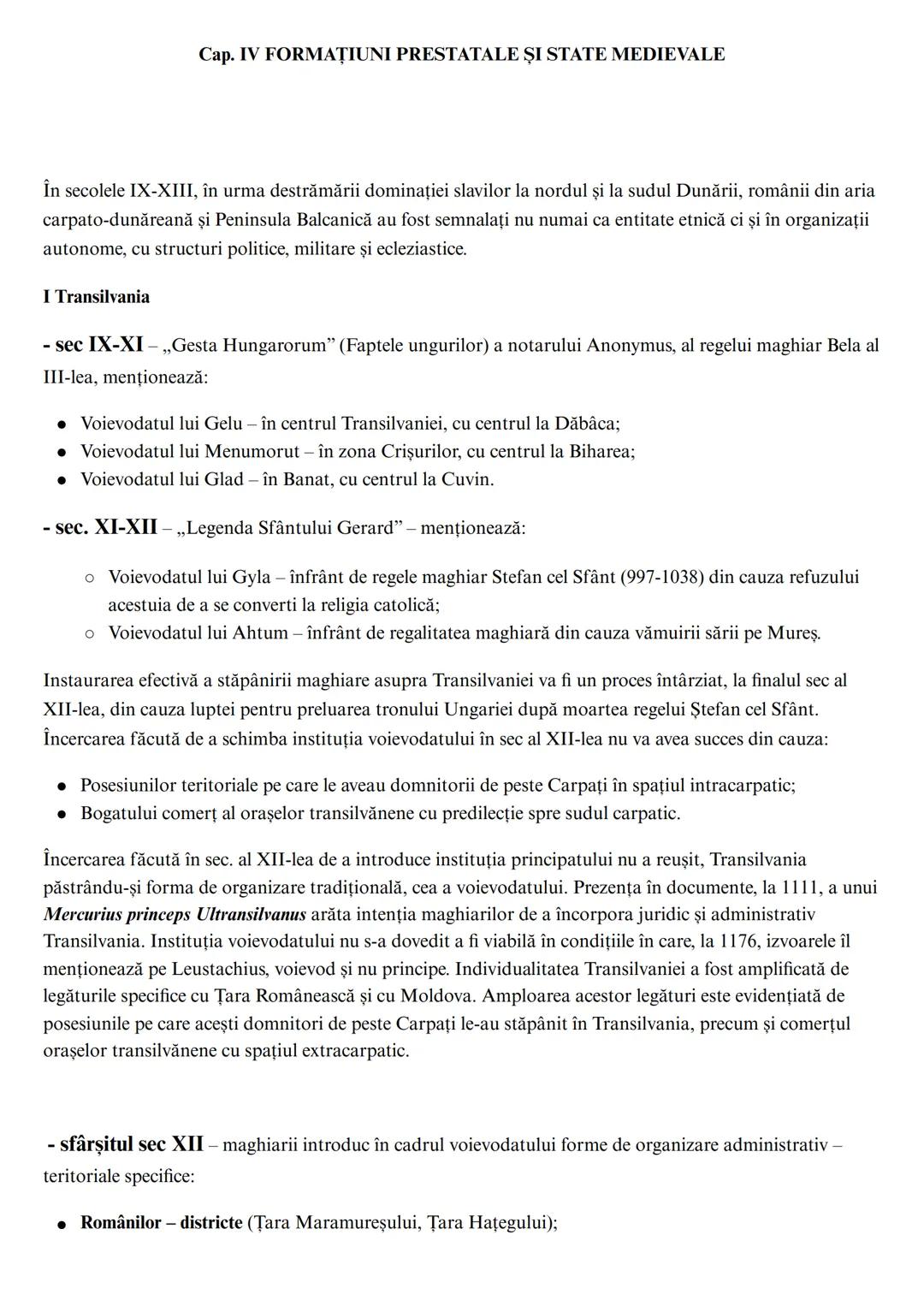 • Maghiarilor - comitate, conduse de un comite (subordonate voievodului Transilvaniei, dar controlate
de regele Ungariei - Bihor, 1111(primu