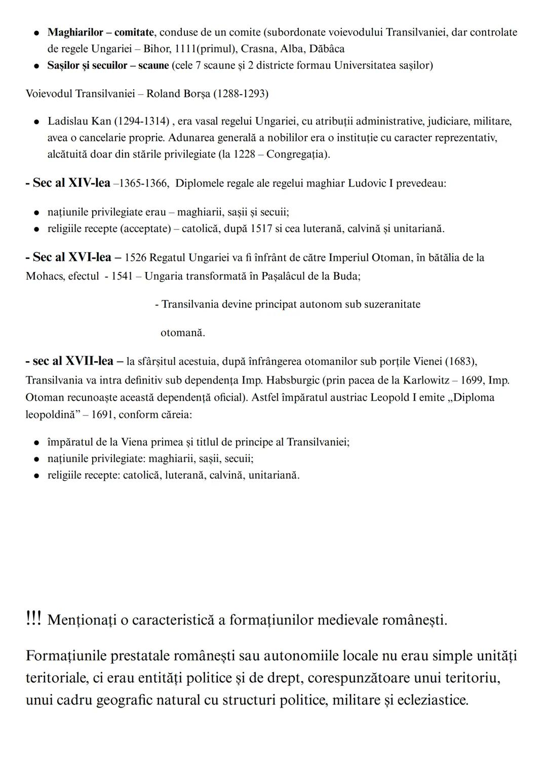 • Maghiarilor - comitate, conduse de un comite (subordonate voievodului Transilvaniei, dar controlate
de regele Ungariei - Bihor, 1111(primu