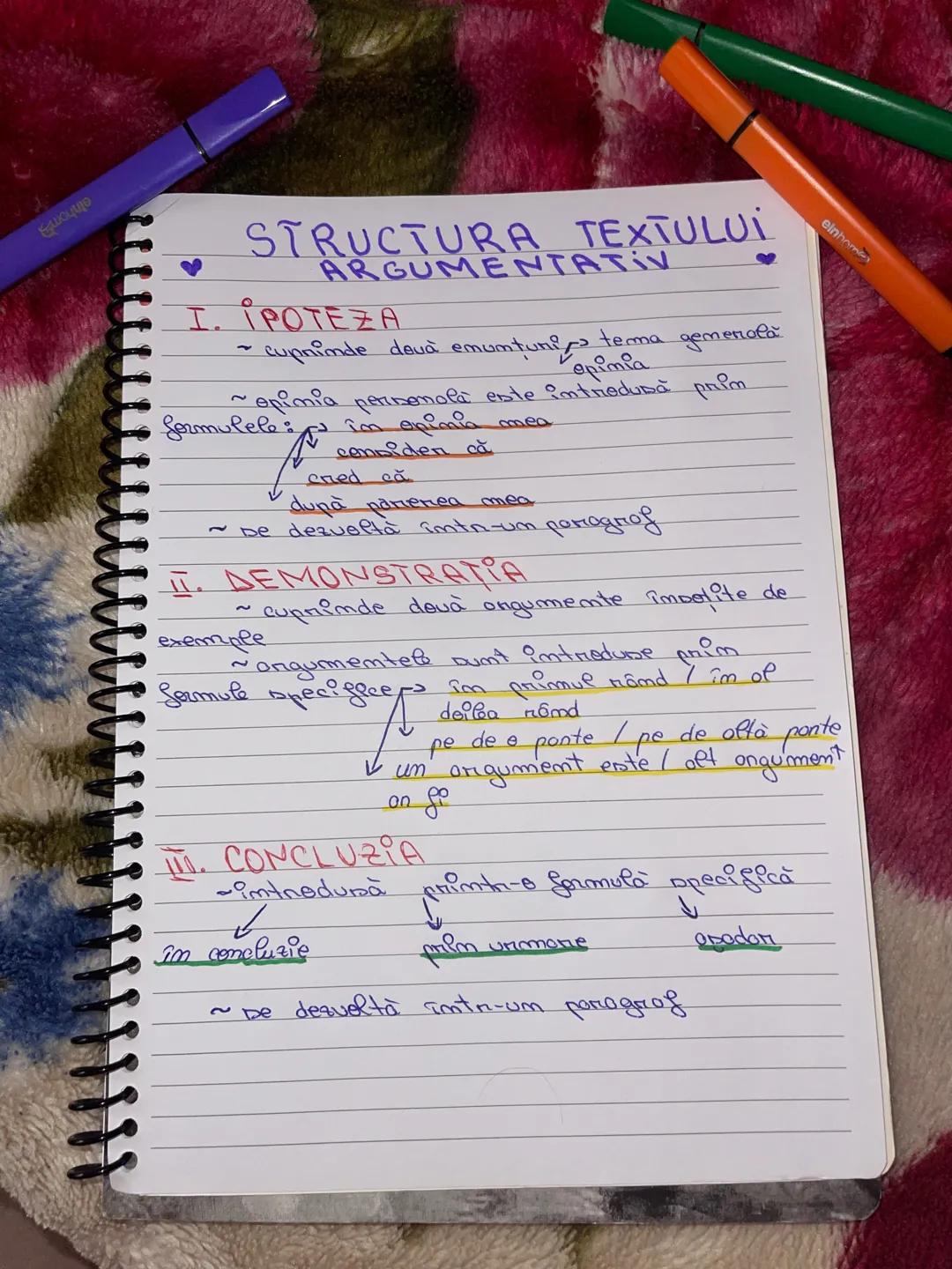 # STRUCTURA TEXTULUI
# ARGUMENTATIV
I. IPOTEZA
- cupnimde deva emumtuni tema gemerola
epimia
~opimia personola este introdusă prim
Sor