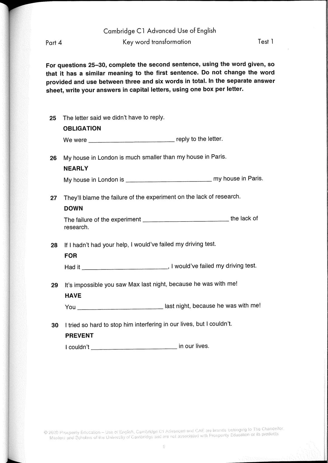 --- OCR Start ---
Part 1
Cambridge C1 Advanced Use of English
Multiple choice
Test 1
For questions 1-8, read the text below and decide which