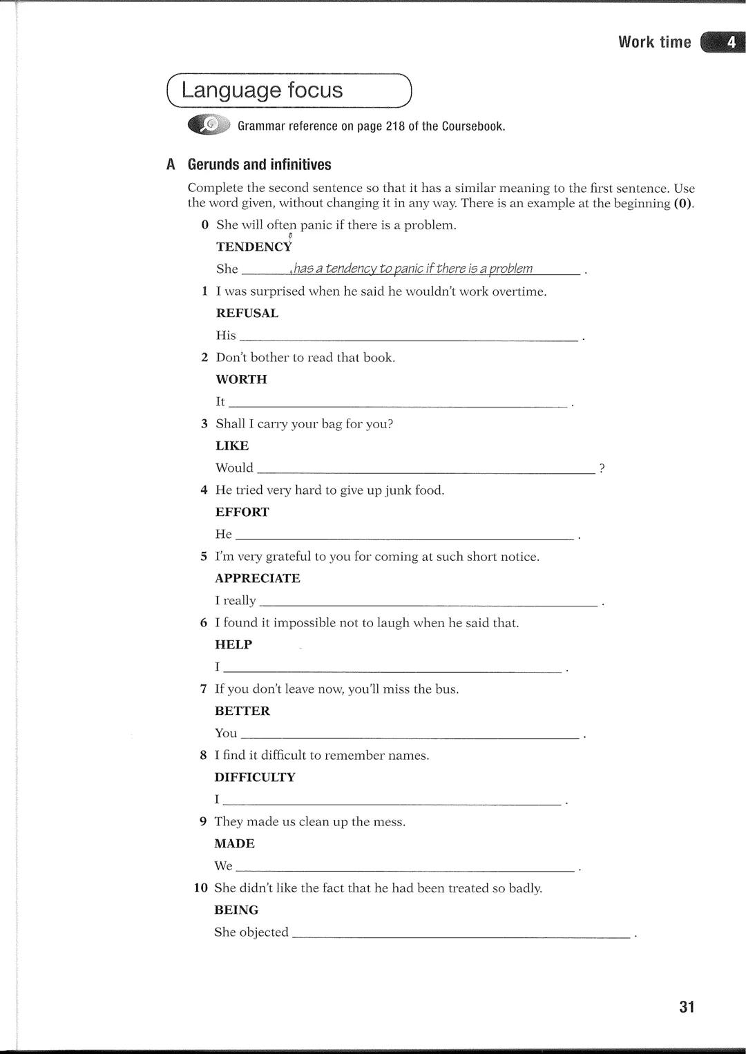 4
Work time
Vocabulary
Wordlist on page 210 of the Coursebook.
A Body idioms
1 Complete the body idioms with words from the box. You may nee