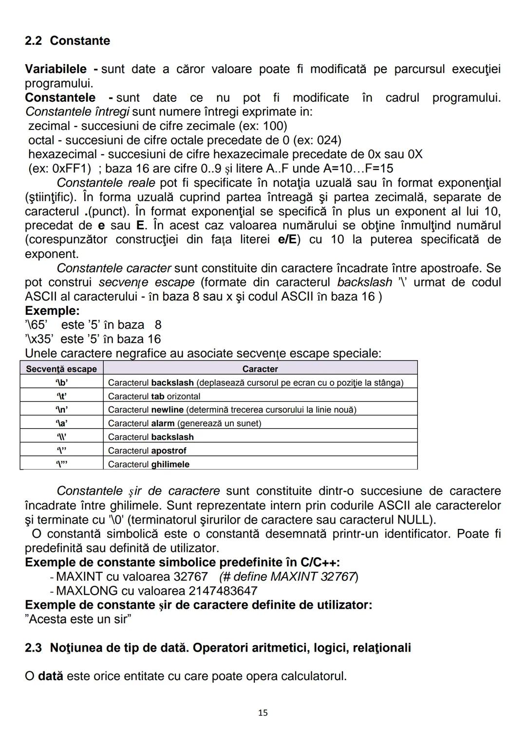 # 1. Algoritmi
CONŢINUTURI Bacalaureat
1.1. Noţiunea de algoritm, caracteristici
1.2. Date, variabile, expresii, operaţii
1.3. Structuri de