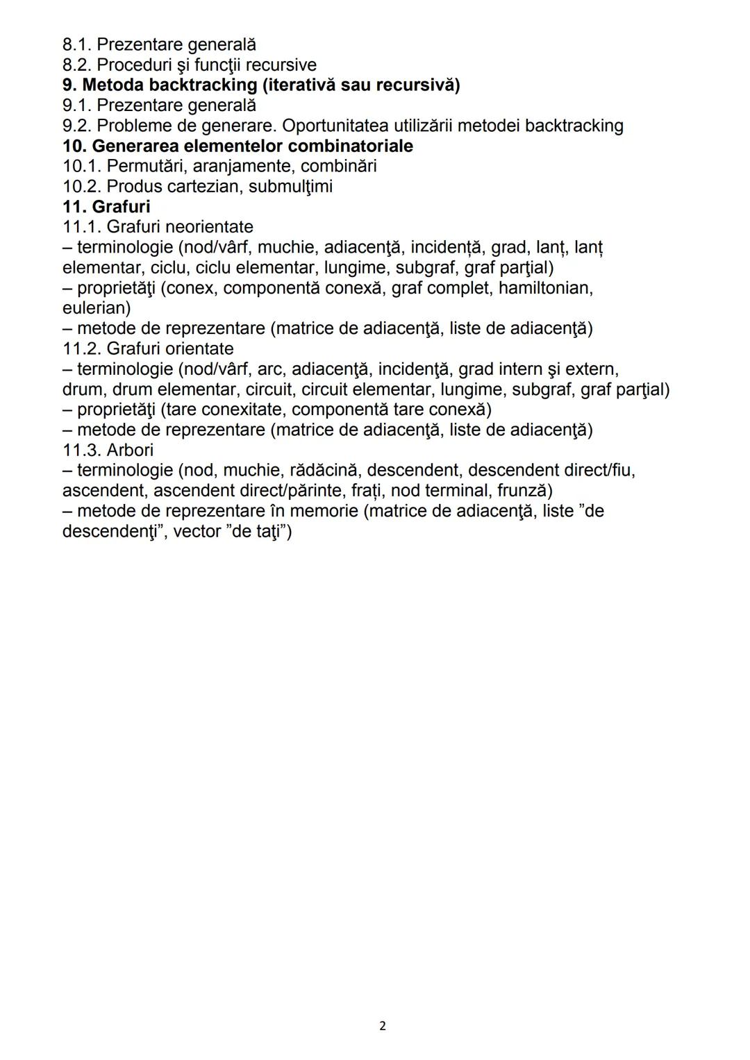 # 1. Algoritmi
CONŢINUTURI Bacalaureat
1.1. Noţiunea de algoritm, caracteristici
1.2. Date, variabile, expresii, operaţii
1.3. Structuri de