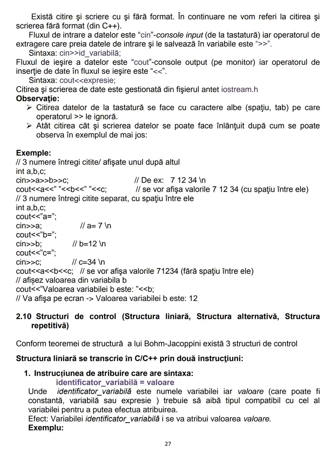 # 1. Algoritmi
CONŢINUTURI Bacalaureat
1.1. Noţiunea de algoritm, caracteristici
1.2. Date, variabile, expresii, operaţii
1.3. Structuri de
