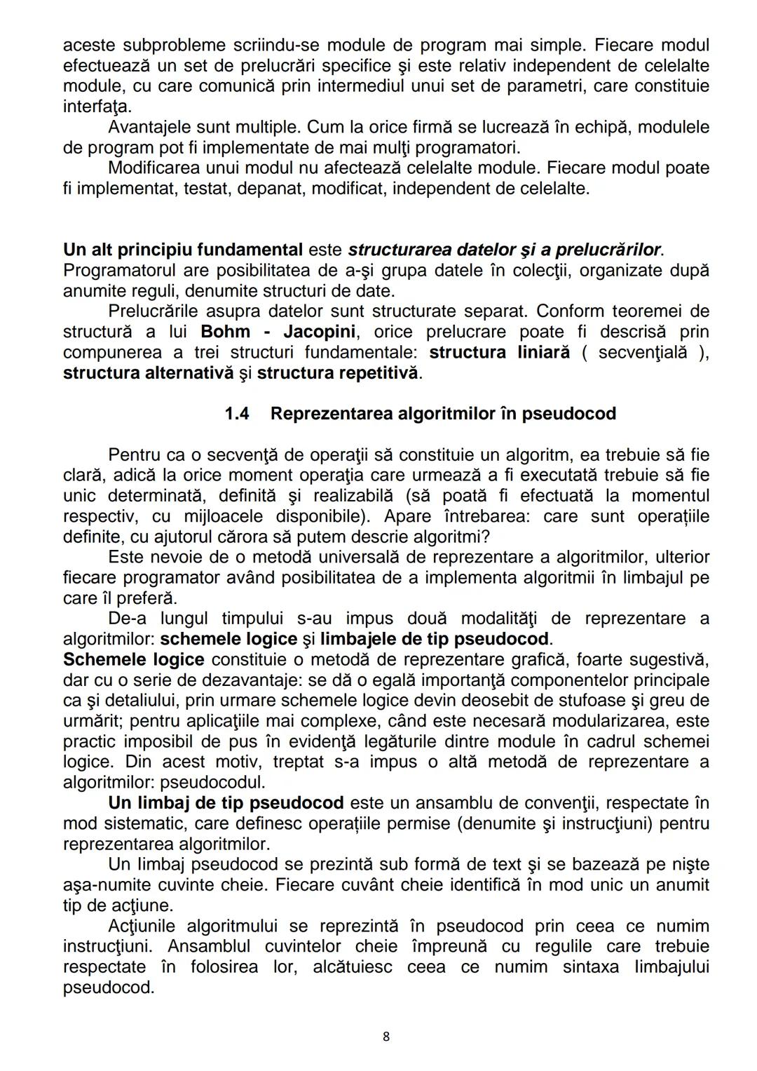 # 1. Algoritmi
CONŢINUTURI Bacalaureat
1.1. Noţiunea de algoritm, caracteristici
1.2. Date, variabile, expresii, operaţii
1.3. Structuri de