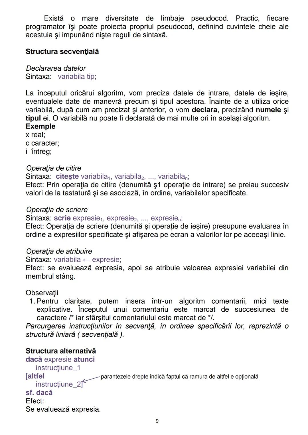 # 1. Algoritmi
CONŢINUTURI Bacalaureat
1.1. Noţiunea de algoritm, caracteristici
1.2. Date, variabile, expresii, operaţii
1.3. Structuri de