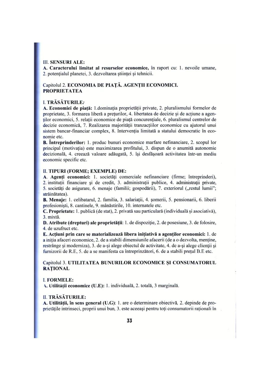 # I. PROGRAMA DETALIATĂ DE EXAMEN
# PENTRU DISCIPLINA ECONOMIE
I. INTRODUCERE ÎN ECONOMIE: Nevoi umane; Bunuri (bunuri libere şi bunuri
eco