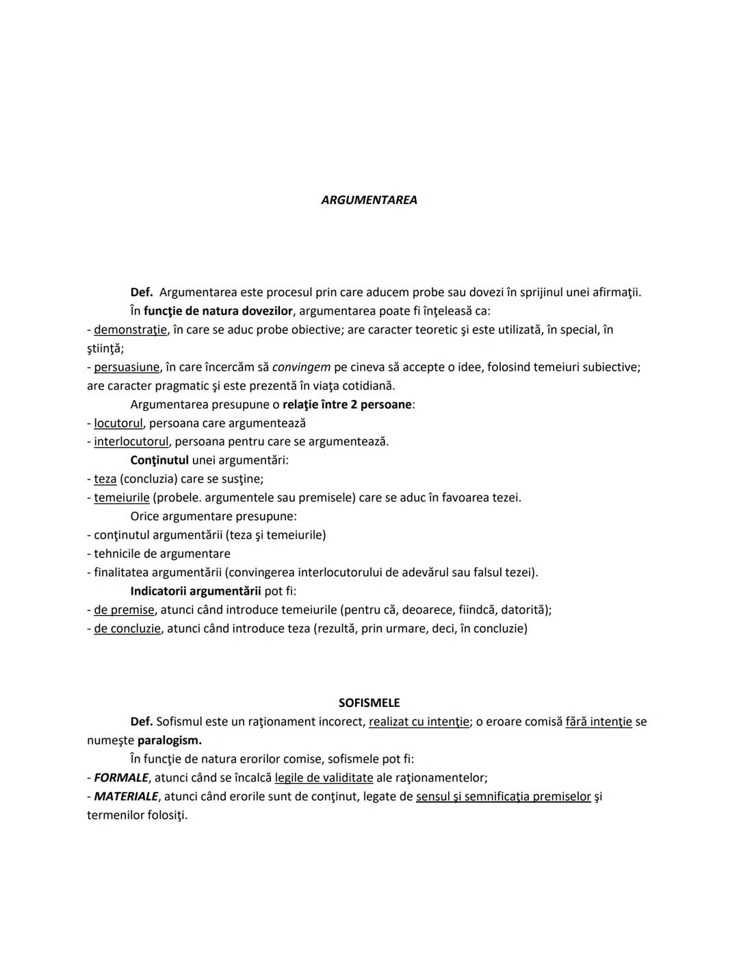 --- OCR Start ---
ARGUMENTAREA
Def. Argumentarea este procesul prin care aducem probe sau dovezi în sprijinul unei afirmaţii.
În funcţie de