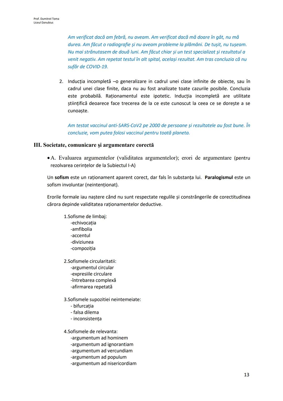 Prof. Dumitrel Toma
Liceul Danubius
Prezentarea conţinuturilor din programă și rezolvare model
I. Societate, comunicare și argumentare
*