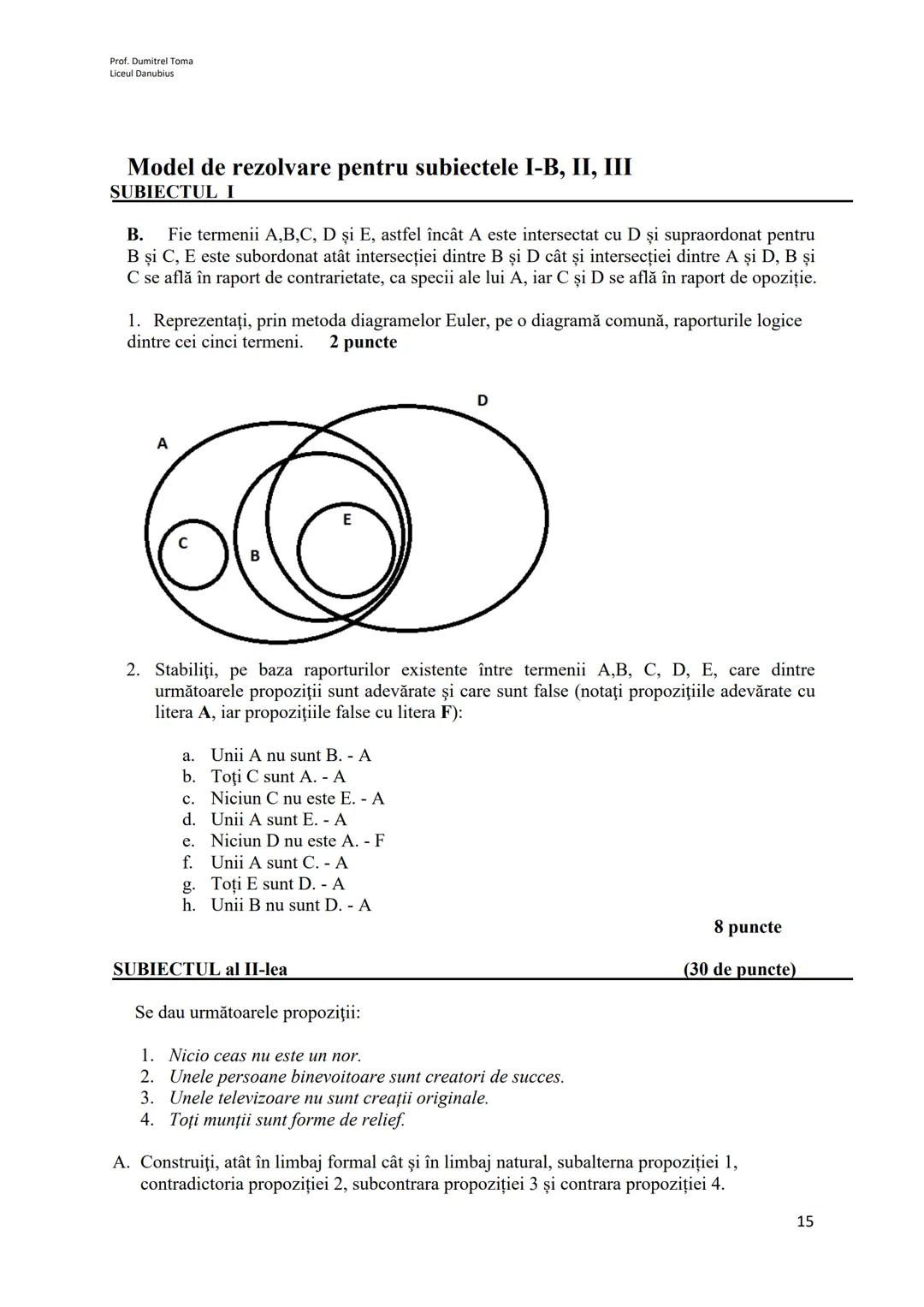 Prof. Dumitrel Toma
Liceul Danubius
Prezentarea conţinuturilor din programă și rezolvare model
I. Societate, comunicare și argumentare
*
