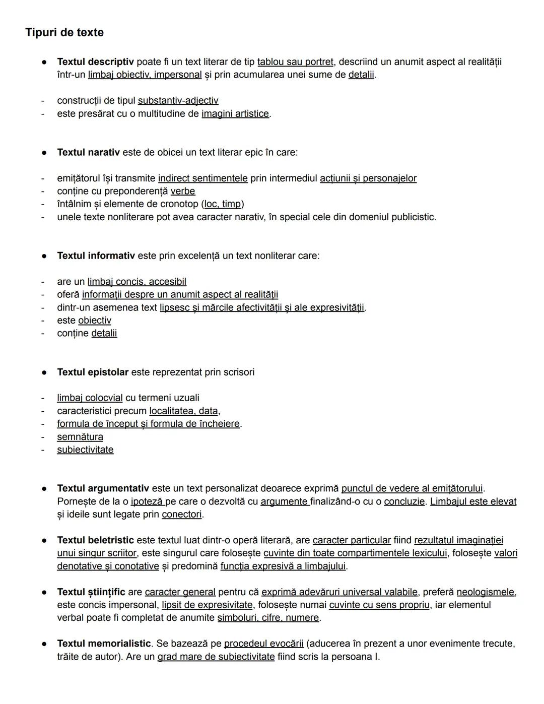 CONŢINUT:
* Tema textului;
* Idei principale care pot fi fapte, opinii, argumente;
* Instanţele comunicării: autor/narator/personaj/c