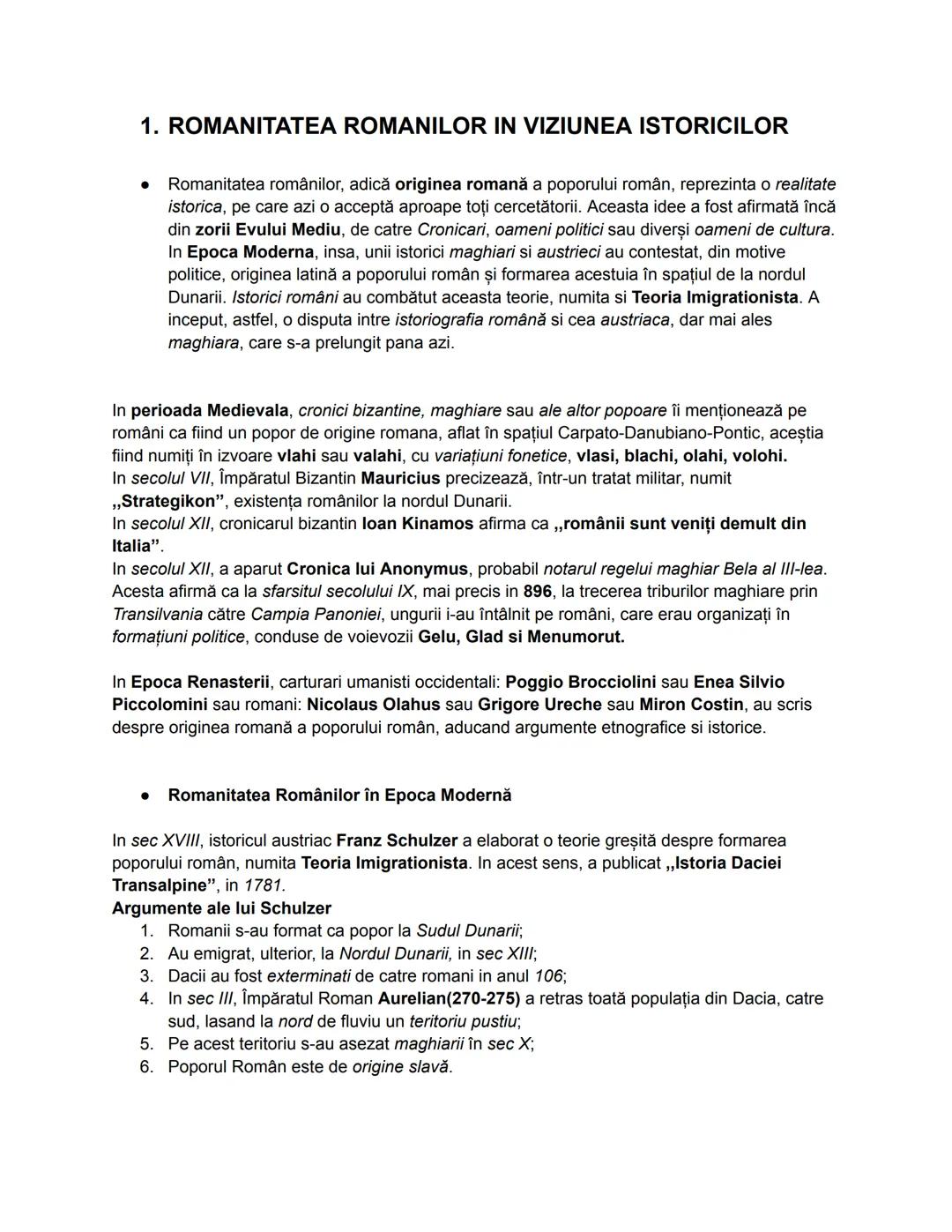 # 1. ROMANITATEA ROMANILOR IN VIZIUNEA ISTORICILOR
- Romanitatea românilor, adică originea romană a poporului român, reprezinta o realitate