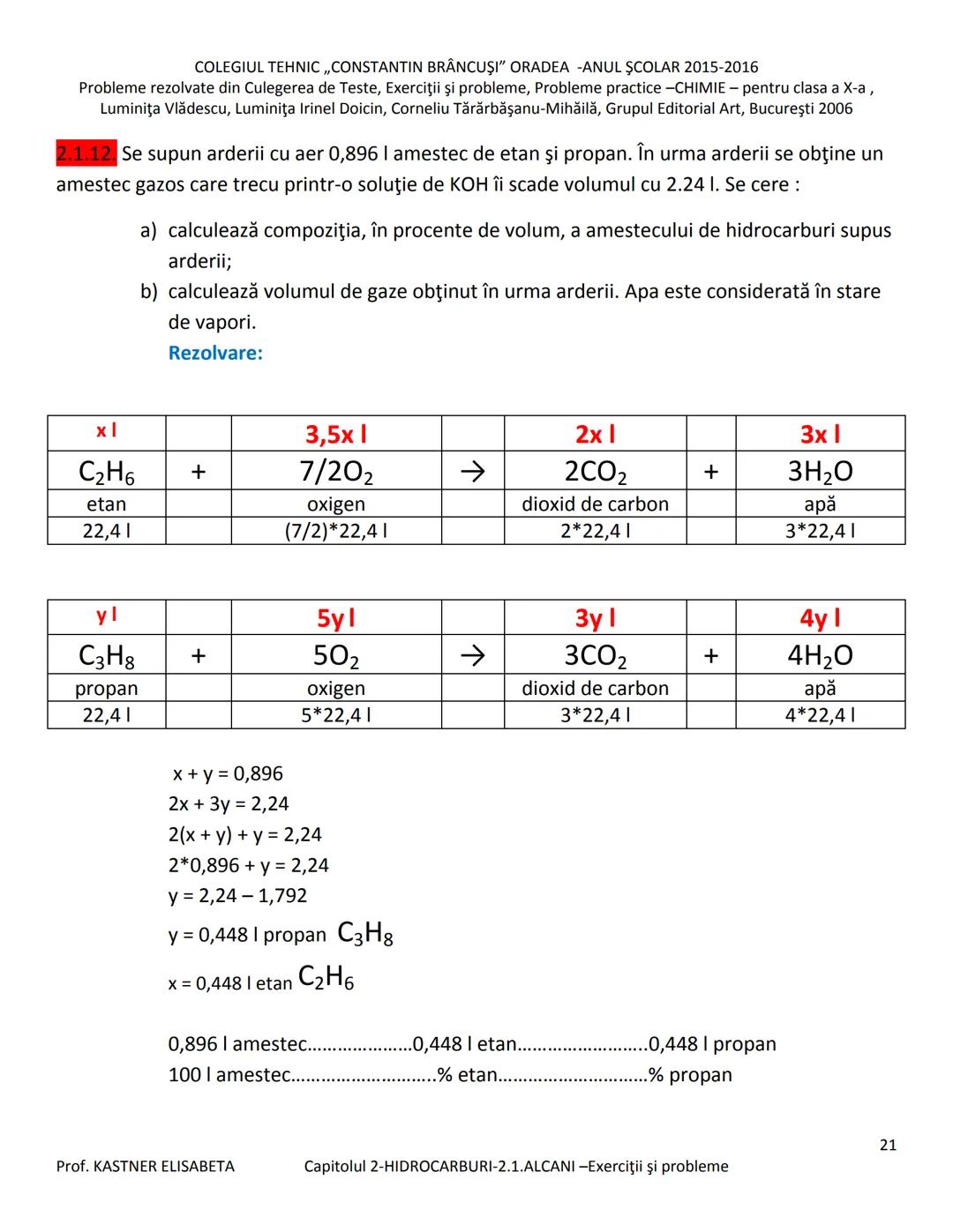 # COLEGIUL TEHNIC ,,CONSTANTIN BRĂNCUŞI” ORADEA - ANUL ŞCOLAR 2015-2016
Probleme rezolvate din Culegerea de Teste, Exerciții și probleme, P