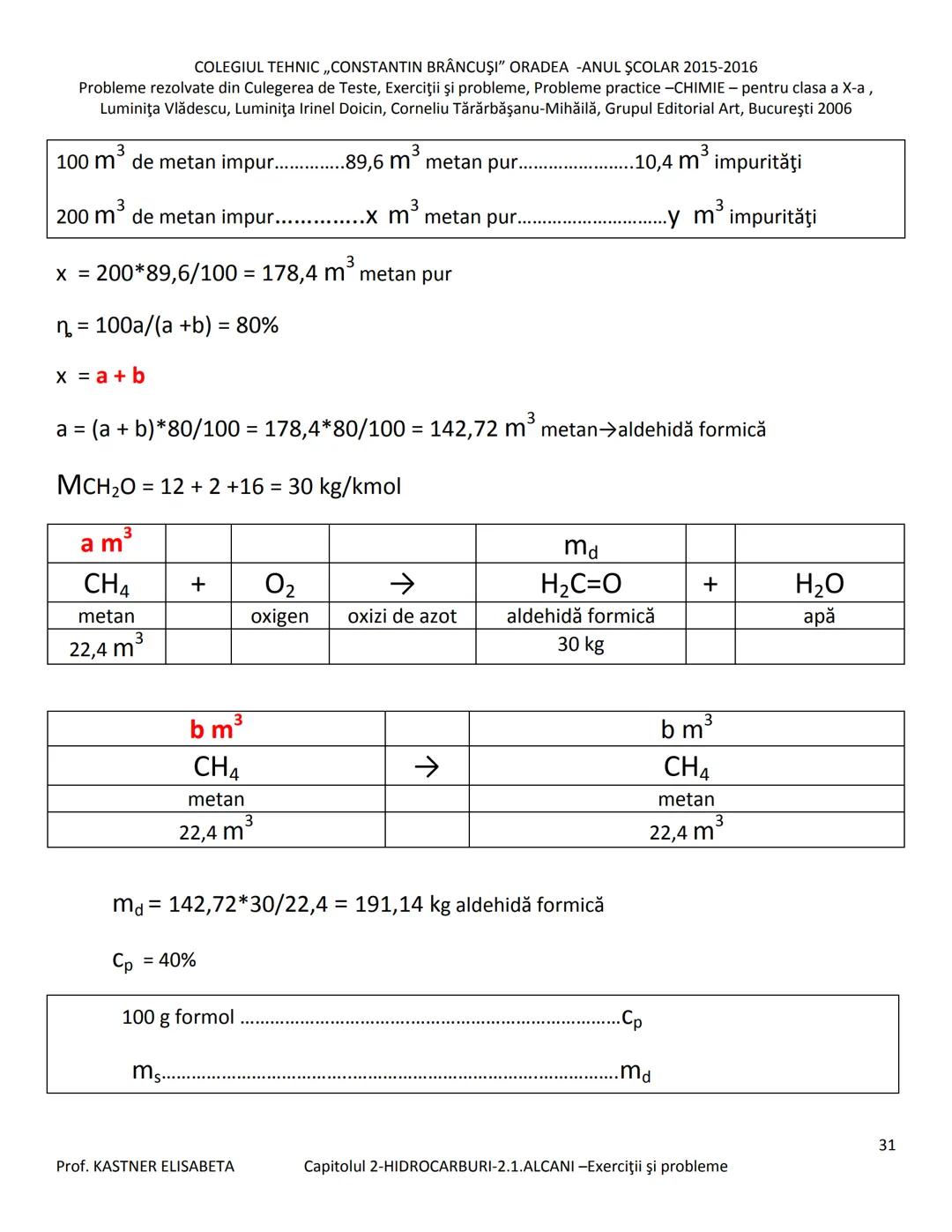 # COLEGIUL TEHNIC ,,CONSTANTIN BRĂNCUŞI” ORADEA - ANUL ŞCOLAR 2015-2016
Probleme rezolvate din Culegerea de Teste, Exerciții și probleme, P