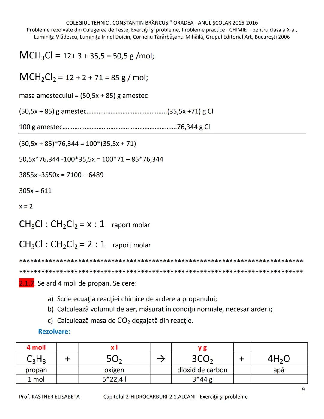 # COLEGIUL TEHNIC ,,CONSTANTIN BRĂNCUŞI” ORADEA - ANUL ŞCOLAR 2015-2016
Probleme rezolvate din Culegerea de Teste, Exerciții și probleme, P