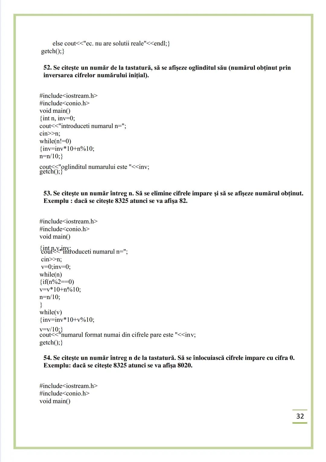 NECIU ILEANA
CULEGERE DE PROBLEME
REZOLVATE C/C++
ISBN 978-606-577-575-6
Editura Sfântul Ierarh Nicolae
2011 Recomandare
Cartea cu titlu