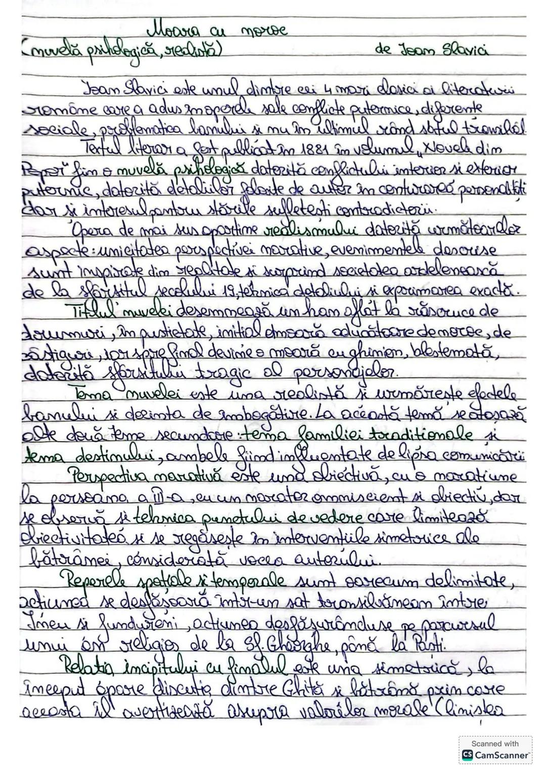 # Moara cu noroe
(muvelă psihologică, realistă)
de Joam Slavici
Jean Slavici este unul dintre cei 4 mari clasici oi literaturii
române car