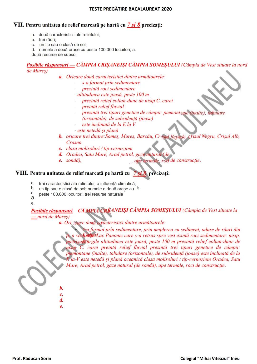 # TESTE PREGĂTIRE BACALAUREAT 2020
# Propuneri pentru Subiectul III Subpunctul C
## CU REZOLVĂRI
ROMANIA - Trepte şi unități
subunităţi d