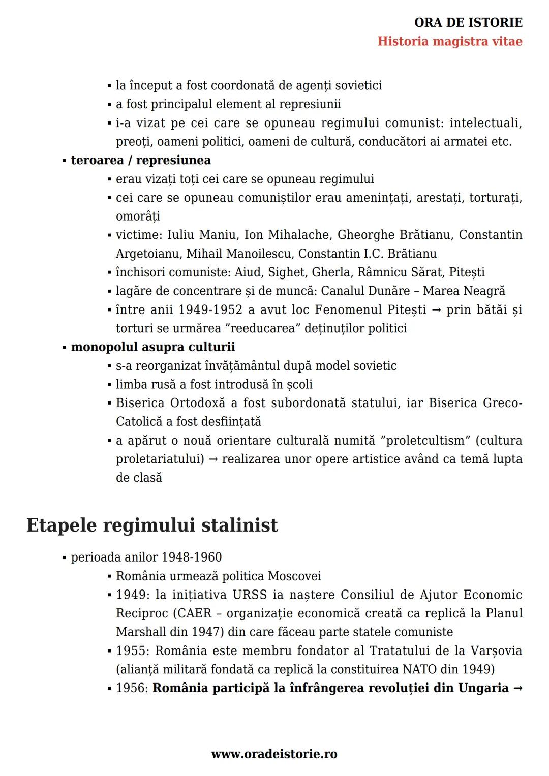 --- OCR Start ---
ORA DE ISTORIE
Historia magistra vitae
România postbelică. Stalinism,
național-comunism și disidență
anticomunistă. Constr