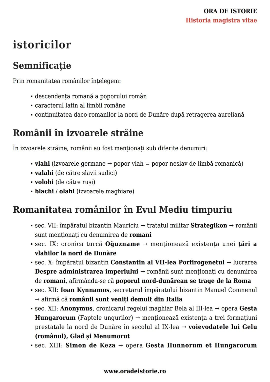 # ORA DE ISTORIE
Historia magistra vitae
# Romanitatea românilor în viziunea
istoricilor
Schiţa lecției
1. Cine au fost geto-dacii?
2.