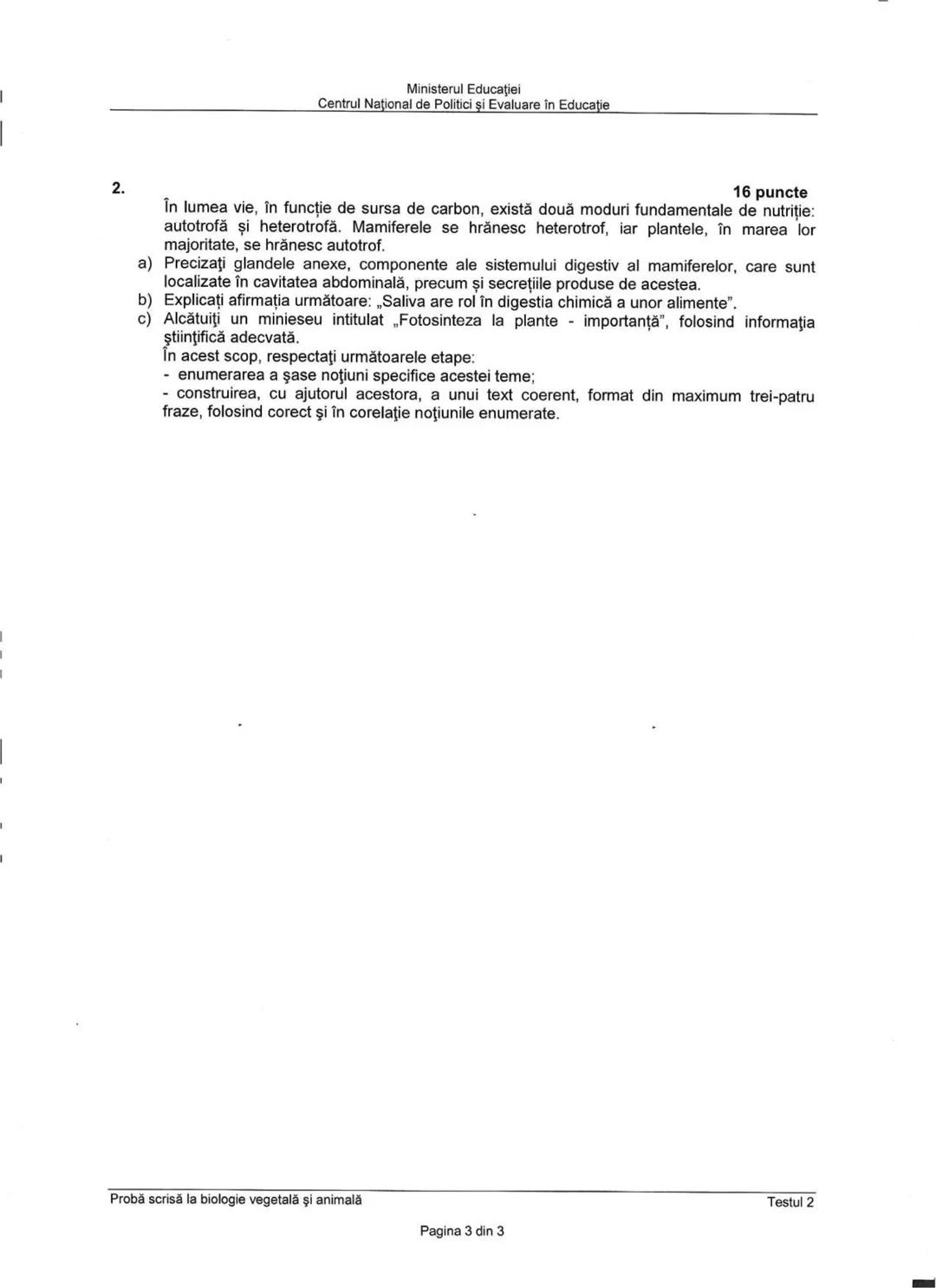 Ministerul Educaţiei
Centrul Naţional de Politici şi Evaluare în Educaţie
Examenul național de bacalaureat 2021
Proba E. d)
Biologie vegetal