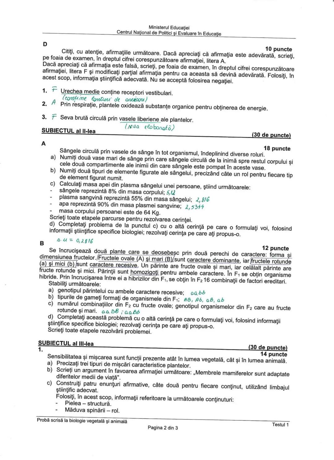 Ministerul Educaţiei
Centrul Naţional de Politici şi Evaluare în Educaţie
Examenul național de bacalaureat 2021
Proba E. d)
Biologie vegetal