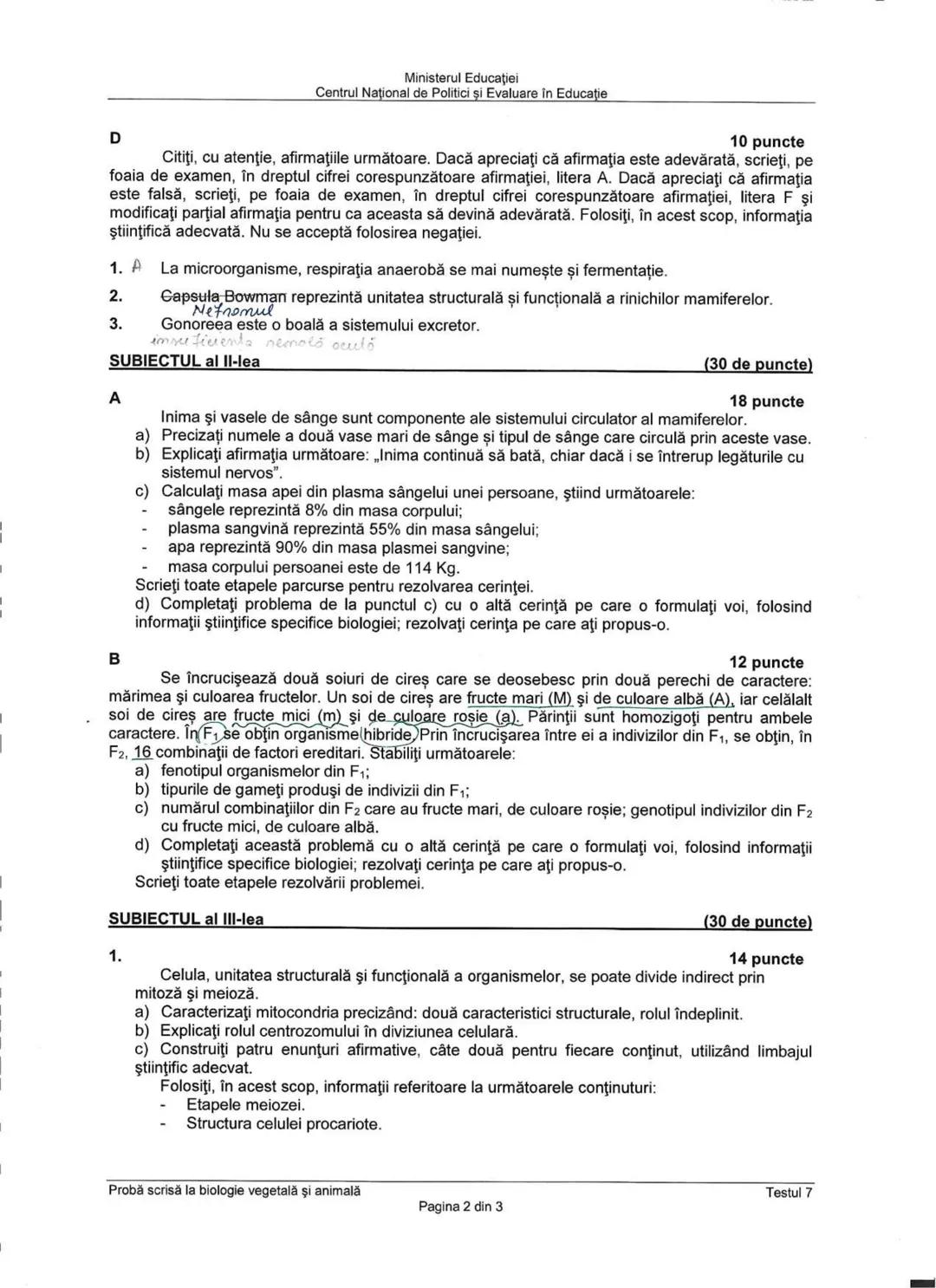 Ministerul Educaţiei
Centrul Naţional de Politici şi Evaluare în Educaţie
Examenul național de bacalaureat 2021
Proba E. d)
Biologie vegetal