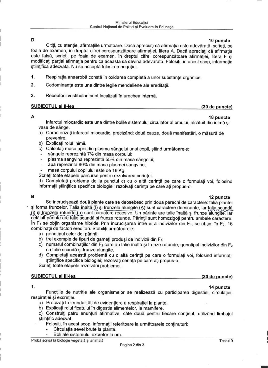Ministerul Educaţiei
Centrul Naţional de Politici şi Evaluare în Educaţie
Examenul național de bacalaureat 2021
Proba E. d)
Biologie vegetal