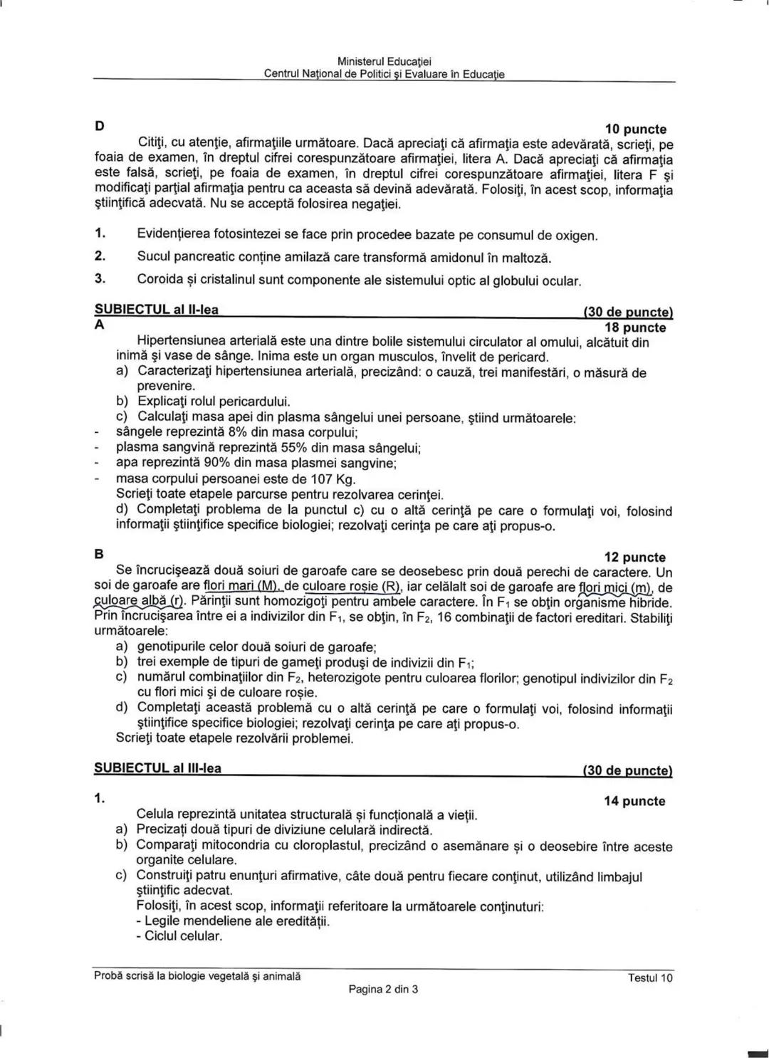 Ministerul Educaţiei
Centrul Naţional de Politici şi Evaluare în Educaţie
Examenul național de bacalaureat 2021
Proba E. d)
Biologie vegetal