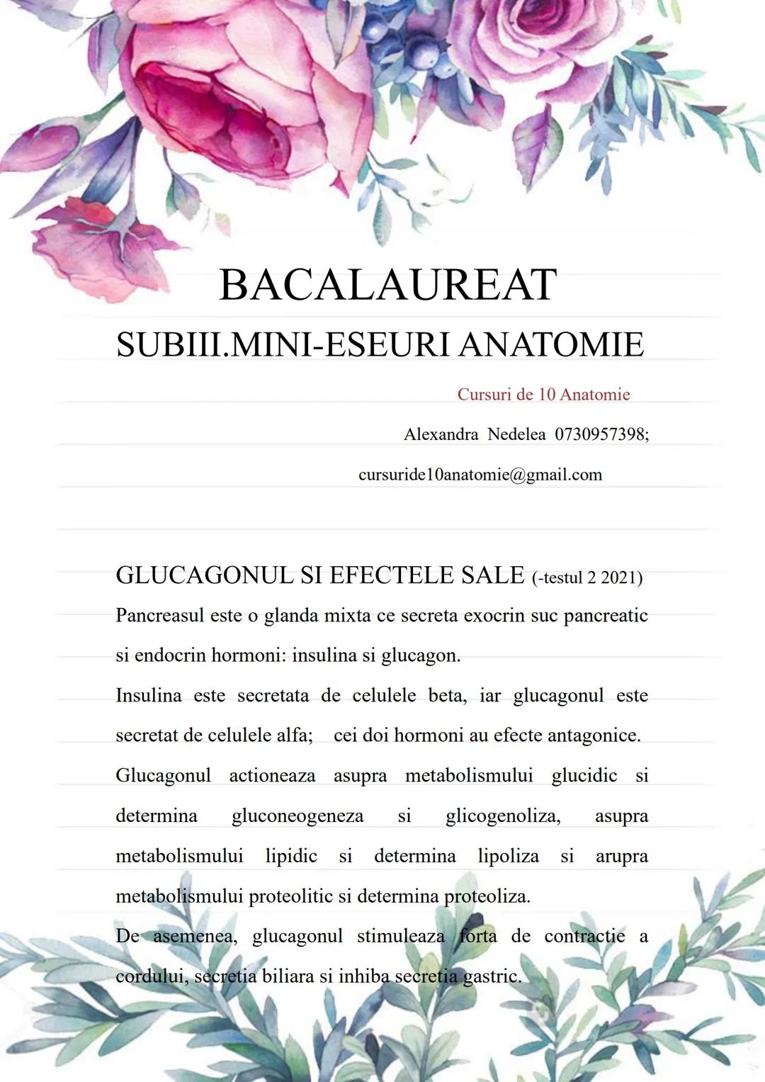 --- OCR Start ---
BACALAUREAT
SUBIII.MINI-ESEURI ANATOMIE
Cursuri de 10 Anatomie
Alexandra Nedelea 0730957398;
cursuride10anatomie@gmail.com