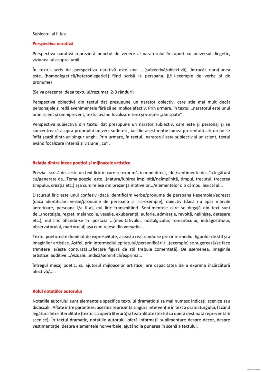 # Subiectul al II-lea
Perspectiva narativă
Perspectiva narativă reprezintă punctul de vedere al naratorului în raport cu universul diegeti