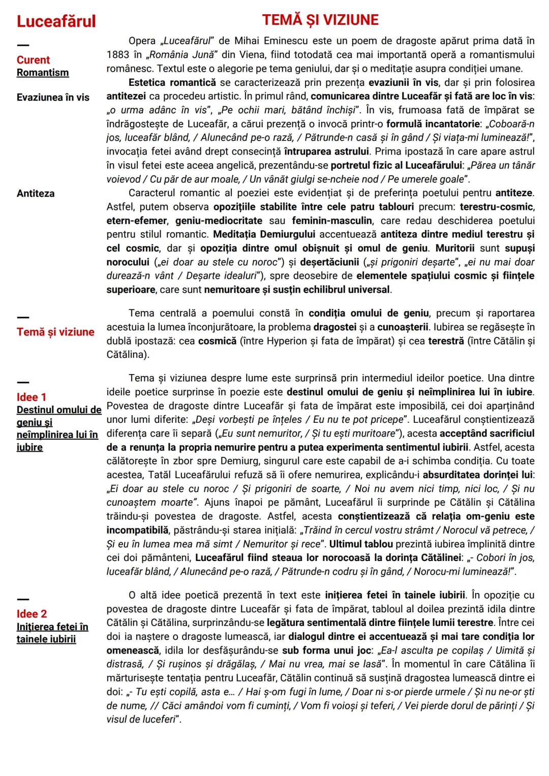 # Opere și curente
# Limba și literatura Română # Curente literare
1. Umanismul/Iluminismul
- importanţa progresului / a educaţiei
- impor