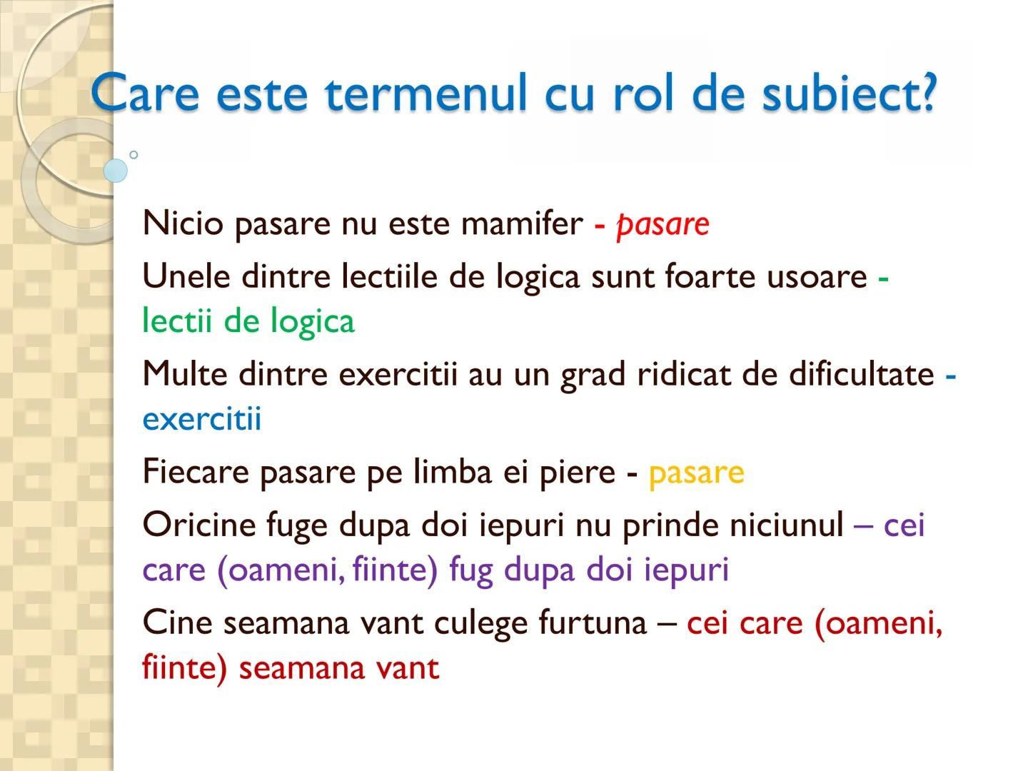 # PROPOZITIILE CATEGORICE
- Sunt cele mai simple propoziții logice
- Sunt propozitiile in care un termen se afirma (raport de
concordan
