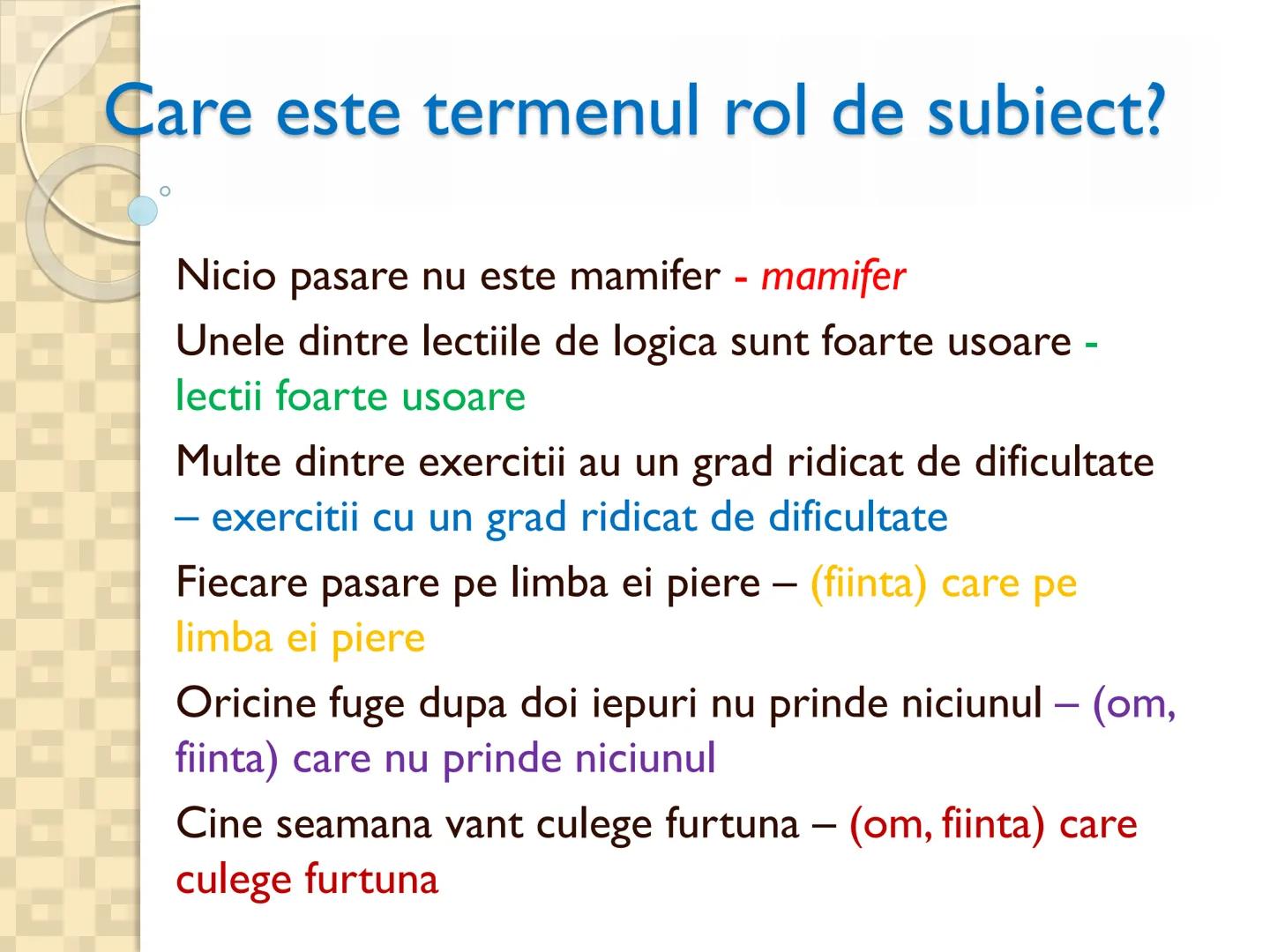# PROPOZITIILE CATEGORICE
- Sunt cele mai simple propoziții logice
- Sunt propozitiile in care un termen se afirma (raport de
concordan