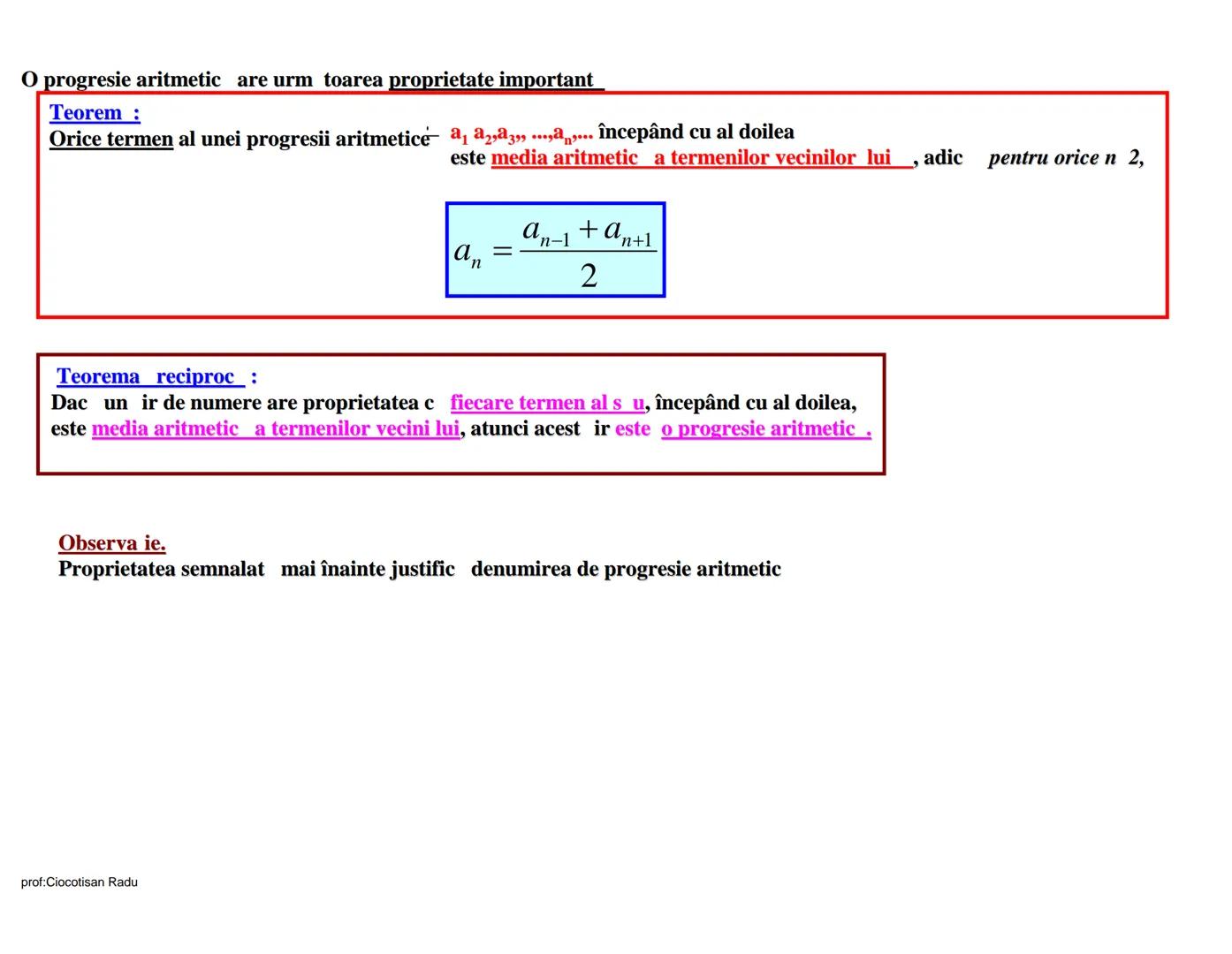 # Progresii aritmetice
Exemplu:
Fie irul $(a_n)$, adic $a_1,a_2, a_3, ...,a_n,...,$astfel încât $a_1 = 3$ i $a_{n+1}= a_n + 2$, pentru n 1.