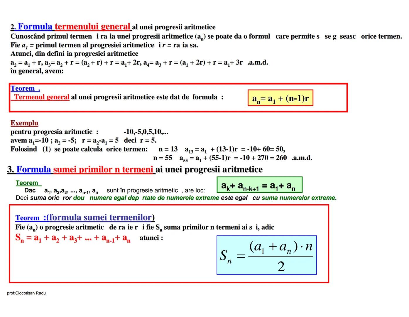 # Progresii aritmetice
Exemplu:
Fie irul $(a_n)$, adic $a_1,a_2, a_3, ...,a_n,...,$astfel încât $a_1 = 3$ i $a_{n+1}= a_n + 2$, pentru n 1.