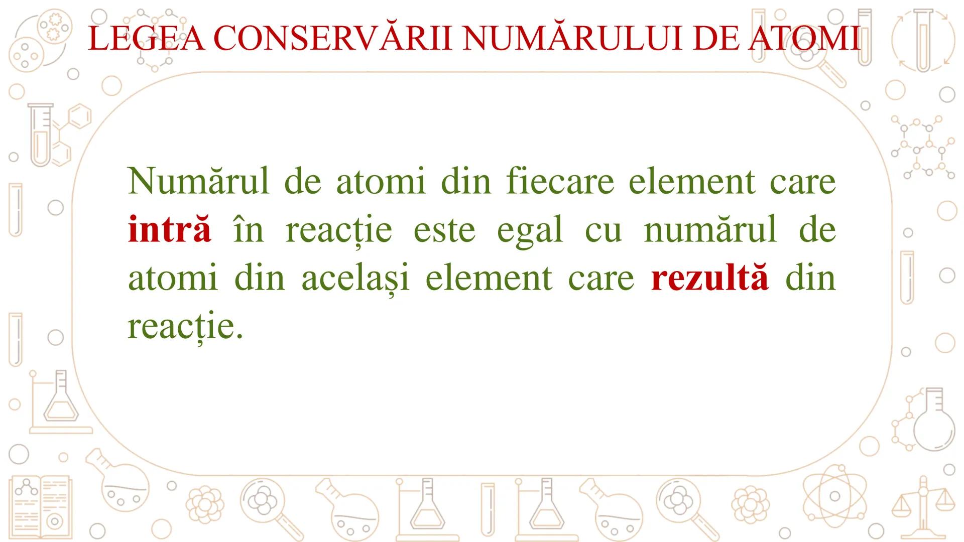 # REACȚII CHIMICE
ECUAȚIA REACȚIEI CHIMICE # REACȚIA CHIMICĂ
Fenomenul chimic prin care una sau mai multe
substanțe se transformă în alte