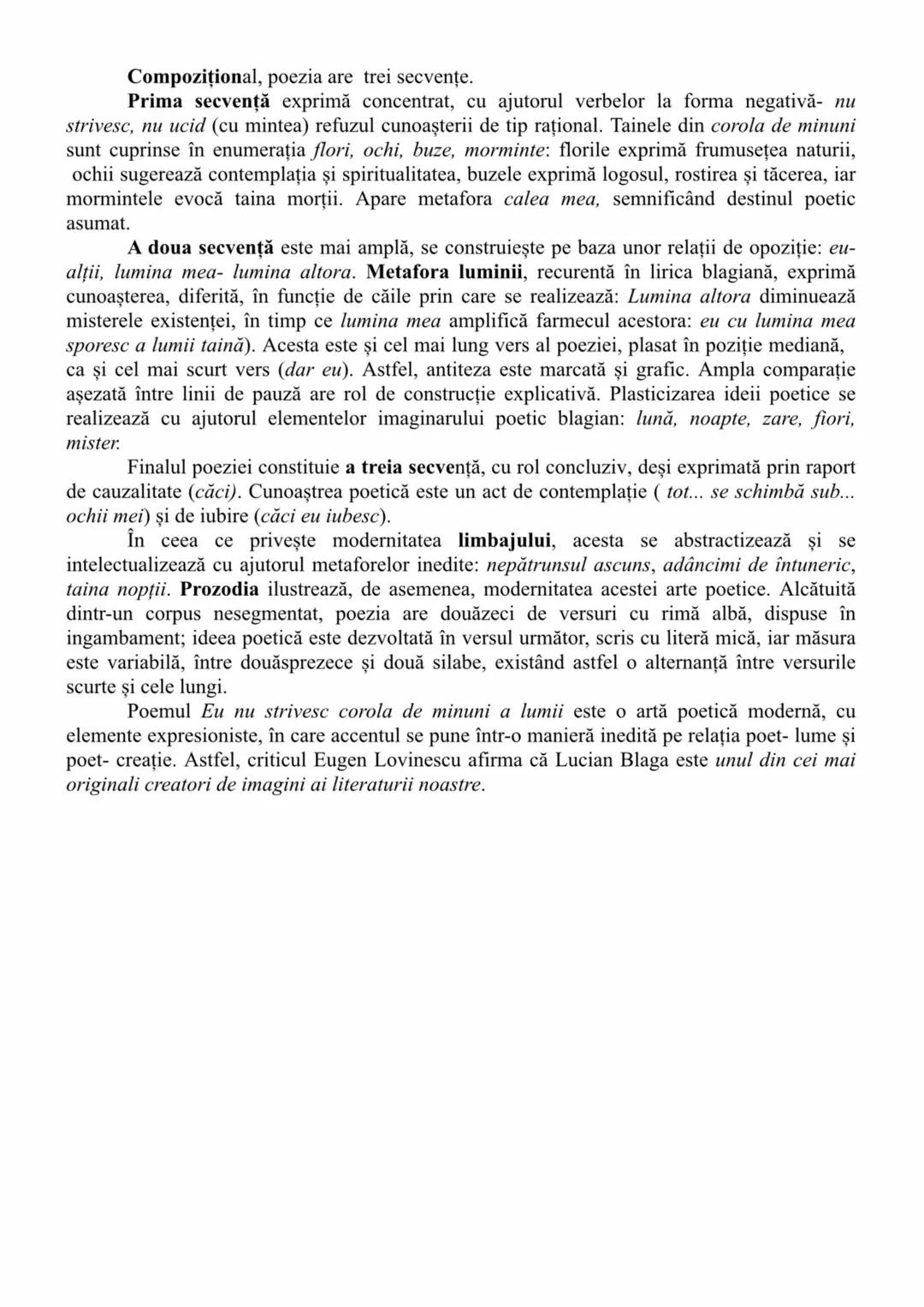 # Eu nu strivesc corola de minuni a lumii
de Lucian Blaga
Poezia Eu nu strivesc corola de minuni a lumii deschide volumul de debut al poetu