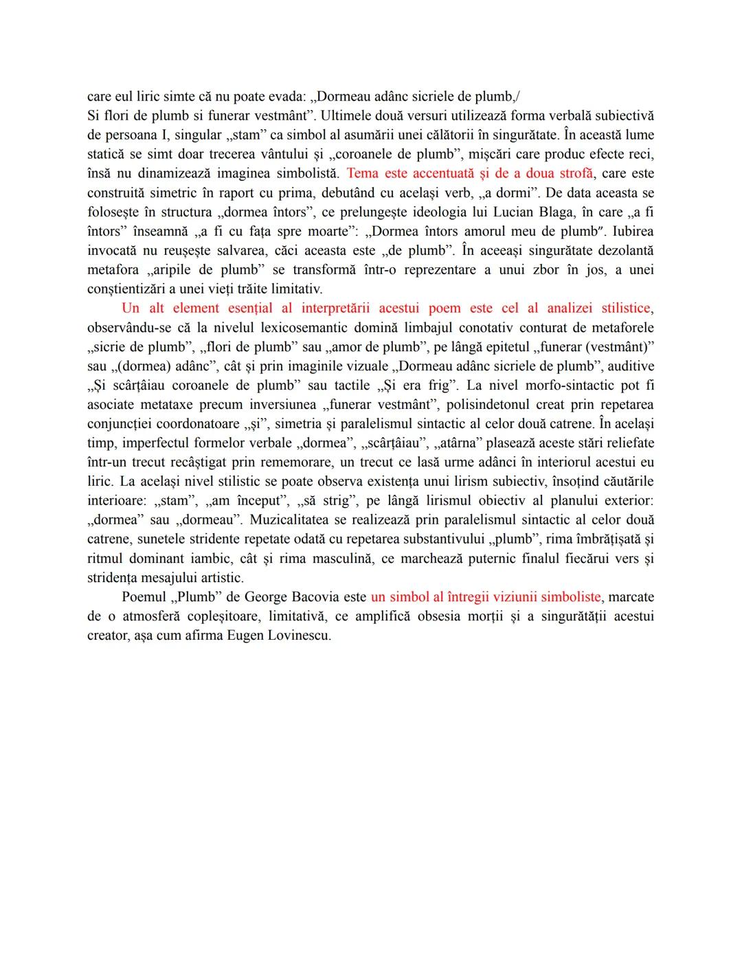 # „Plumb"
George Bacovia
Deşi perioada interbelică este o perioadă istorică greu încercată, la nivel cultural și literar
aceasta este cons
