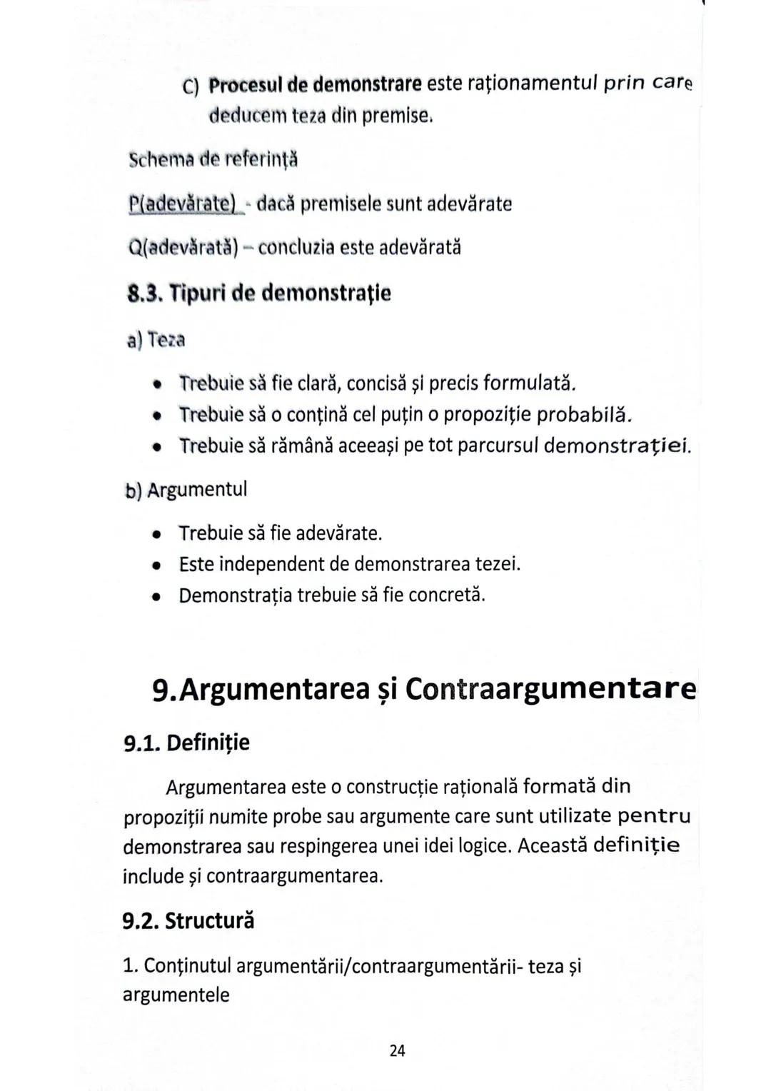 --- OCR Start ---
Logică și argumentare
1.1. Definiție: Logica este știința demonstrației, bazată pe
aplicabilitate, studiază formele şi leg
