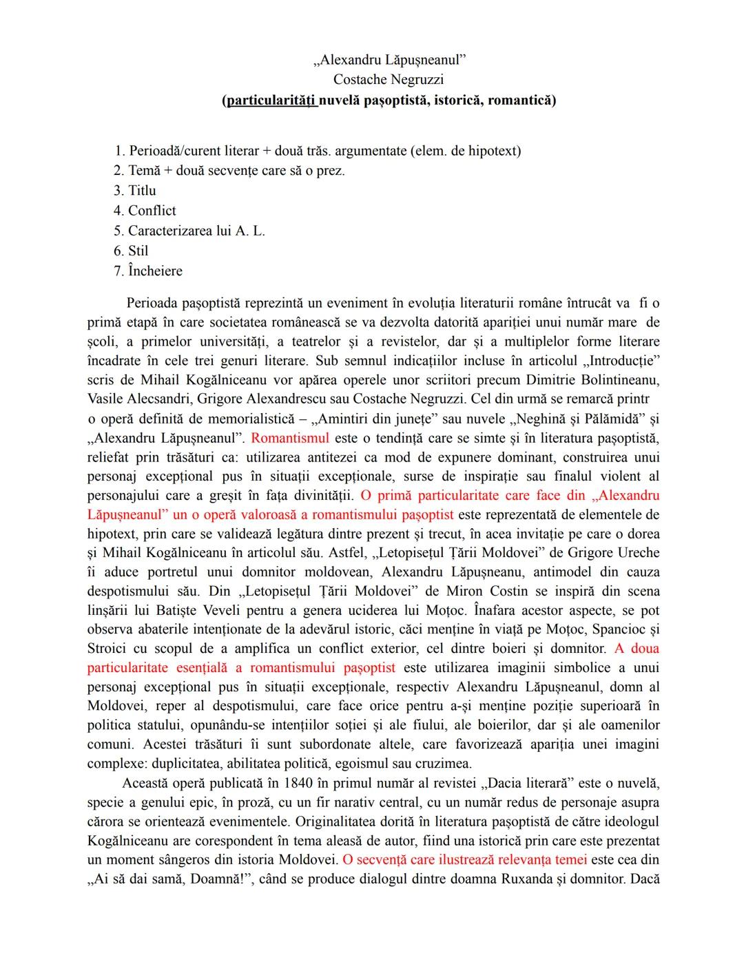 # „Alexandru Lăpușneanul”
Costache Negruzzi
(particularități nuvelă pașoptistă, istorică, romantică)
1. Perioadă/curent literar + două tră
