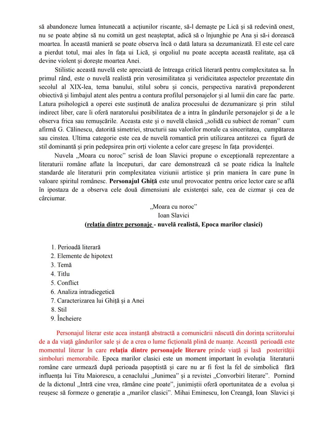 # „Moara cu noroc"
Ioan Slavici
(particularități nuvelă realistă, Epoca marilor clasici)
1. Perioadă/curent literar + două trăs. argumentat