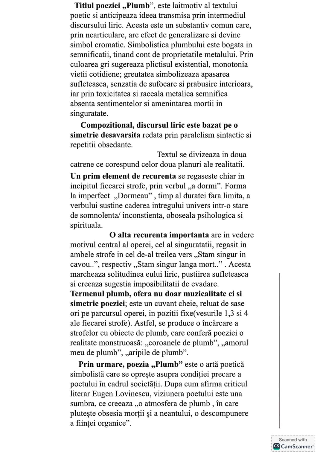 # "Plumb"
George Bacovia este unul dintre marii poeti
originali, dupa Eminescu, un reprezentant de seama al
simbolismului romanesc, ce se a