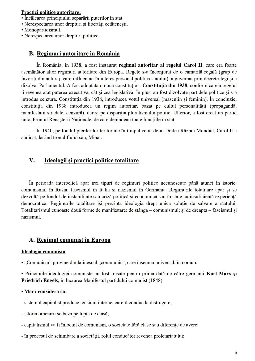 # Tema 6. Secolul XX- între democrație și totalitarism. Ideologii și practici politice în
România și în Europa
I. Clarificarea unor noţiuni