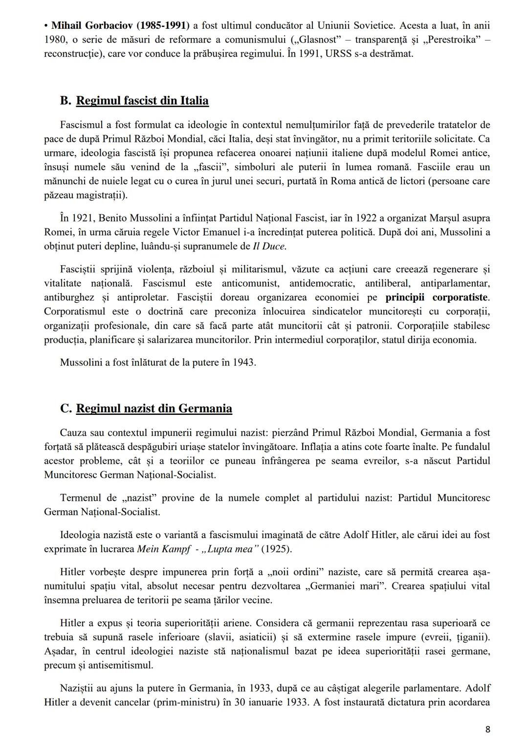 # Tema 6. Secolul XX- între democrație și totalitarism. Ideologii și practici politice în
România și în Europa
I. Clarificarea unor noţiuni
