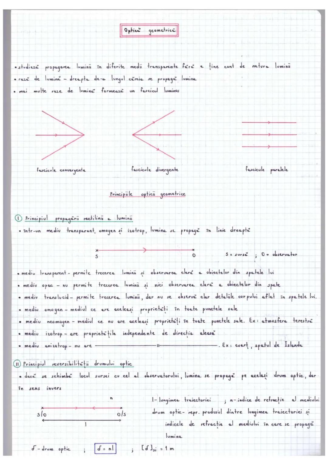 # Optica geometrică
•studieze propageres luminü în diferite medii transparente fără a ține cont de nature lumini
• rază de lumină dreapta