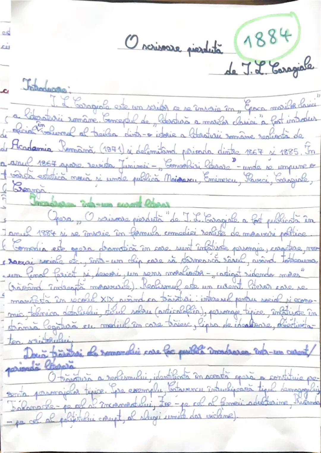 ed
ند
Introducere:
O scrisoare pierdută 1884
de T. L. Caragiale
I. L. Caragiale este un servidor se se înscrie în „Epoca moriler Savici
a li