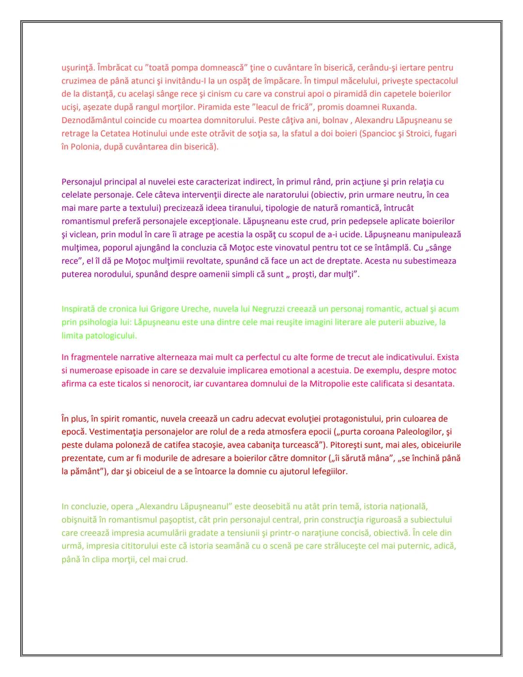 # MATERIE
# BAC
# ROMANA
# COMENTARII Cuprins:
PASOPTISMUL
1.Nuvela istorica si romantica:
Alexandru Lapuseanul de Costache Negruzzi
2. "Pas