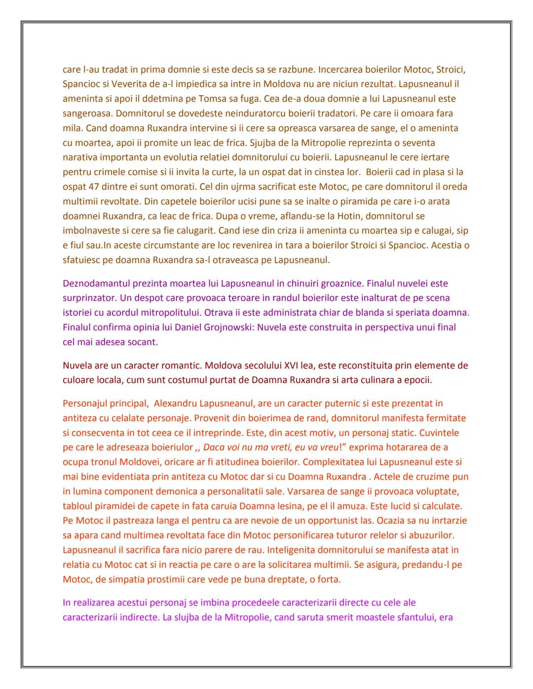 # MATERIE
# BAC
# ROMANA
# COMENTARII Cuprins:
PASOPTISMUL
1.Nuvela istorica si romantica:
Alexandru Lapuseanul de Costache Negruzzi
2. "Pas