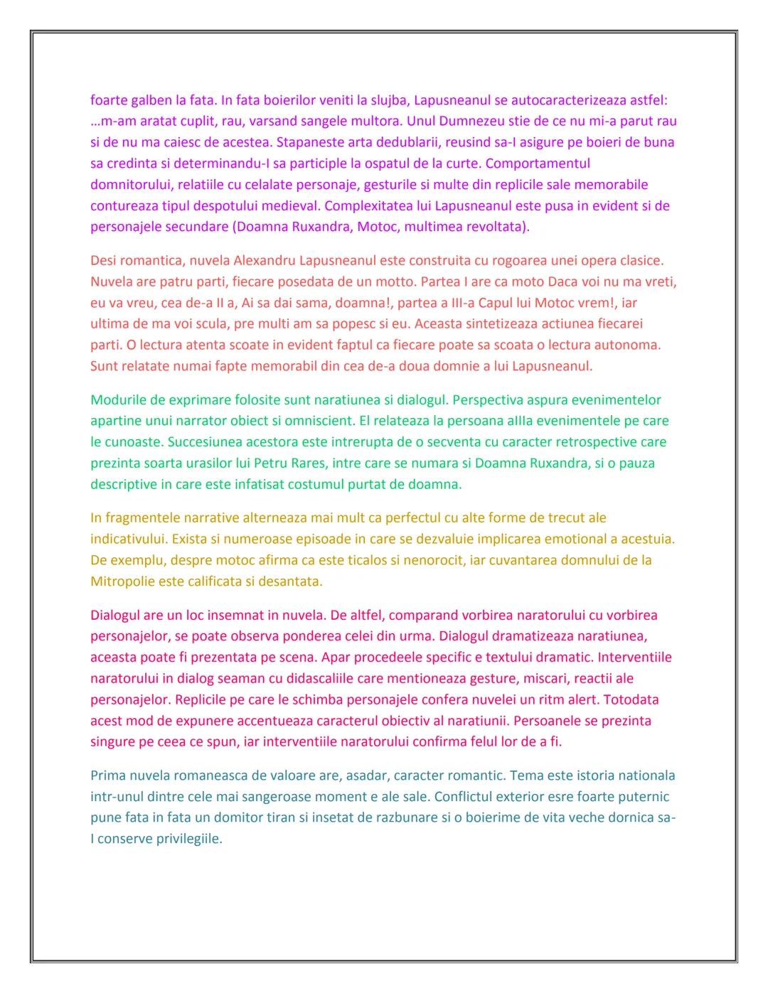# MATERIE
# BAC
# ROMANA
# COMENTARII Cuprins:
PASOPTISMUL
1.Nuvela istorica si romantica:
Alexandru Lapuseanul de Costache Negruzzi
2. "Pas